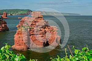 red sandstones of the Ladram bay on the English Channel coast