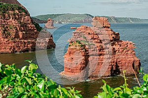 red sandstones of the Ladram bay on the English Channel coast