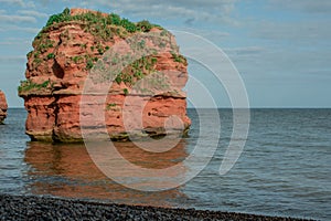 red sandstones of the Ladram bay on the English Channel coast