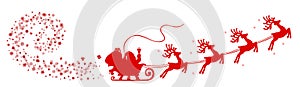 Red Santa Claus flyin on Christmas sleigh - vector