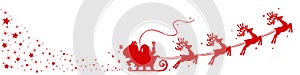 Red Santa Claus flyin on Christmas sleigh - vector