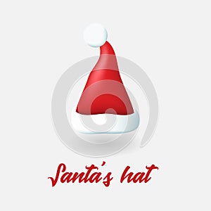 Red Santa Claus hat on white background