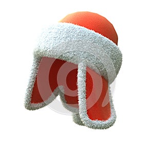 Red santa hat with ears on an isolated white background. 3d illustration