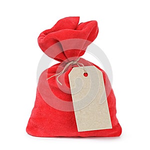 Red santas bag from velvet fabric
