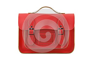 Red Satchel isolated on white with clipping path