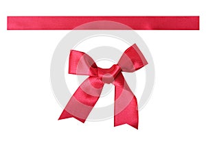 Red satin bow and ribbon isolated.