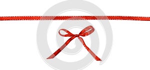 Red satin bow and ribbon with silver borders