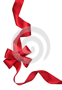 Red satin gift Bow. Ribbon photo