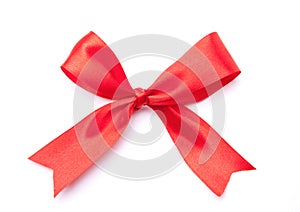 Red satin gift bow ribbon