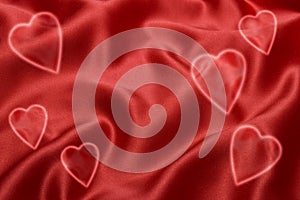 Red Satin Love Heart Background