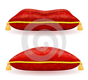 Red satin pillow vector illustration