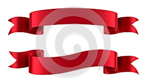 Red Satin Ribbon Banners Isolated