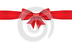 Red satin ribbon bow