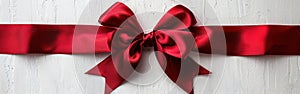 Red Satin Ribbon Tied in Elegant Bow - Perfect for Gift Wrapping, Decorations, and Crafts