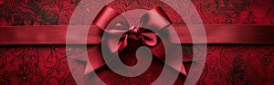 Red Satin Ribbon Tied in Elegant Bow - Perfect for Gift Wrapping, Decorations, and Crafts