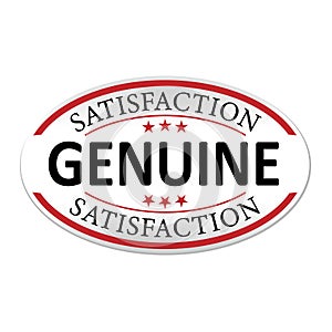 Red satisfaction genuine paper web lable badge isolated