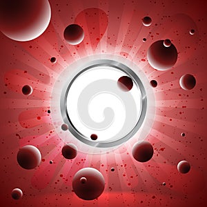 Red scene with flying balls