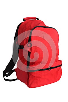 Red school backpack photo