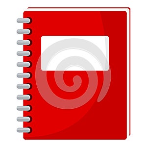 Red School Notebook Flat Icon on White photo