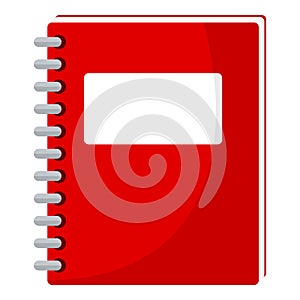 Red School Notebook Flat Icon on White