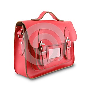 Red school satchel bag with clipping path to remove shadow