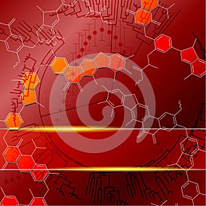 Red science background with transparencies