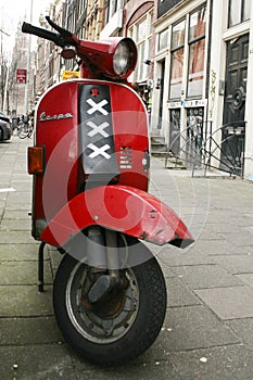 Red scooter in Amsterdam - The Netherlands