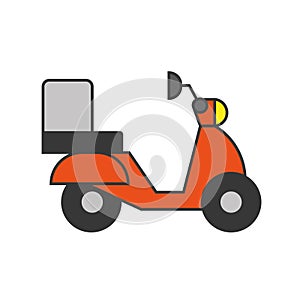 Red scooter for delivery. Vector