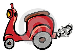 Red scooter illustration vector
