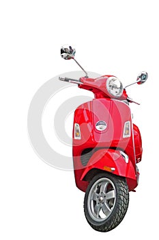 Red scooter isolated on white