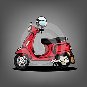 Red Scooter and White Helmet