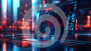 Red screen of error, computer displaying critical system issue a