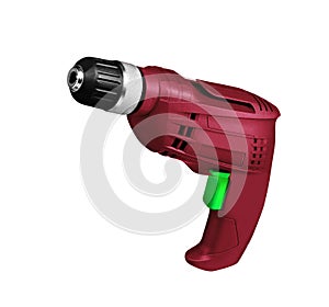 Red screwdriver drill isolated on a white