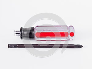 Red screwdriver isolated .