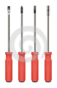 Red screwdriver set vector