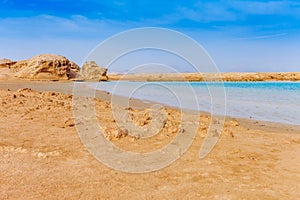 Red sea coast shore in the Ras Mohammed National Park. Famous travel destionation in desert. Sharm el Sheikh, Sinai Peninsula, photo