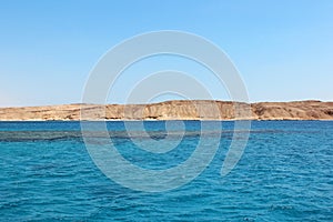 Red sea and island Tiran in Egypt. Sea view photo