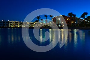 Red Sea resort at night