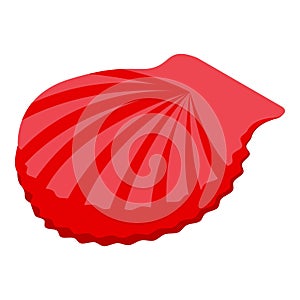 Red sea shell icon isometric vector. Underwater conch