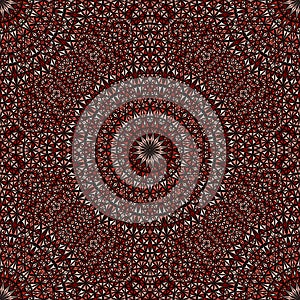 Red seamless mandala pattern - geometrical mosaic vector background