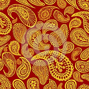 Red seamless paisley background