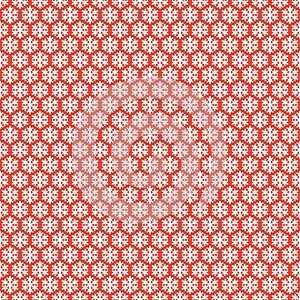 Red seamless snowflakes pattern. Vector snow