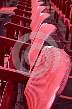 Red seats outdoors