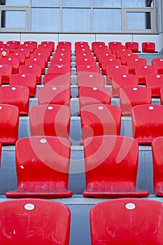 red seats in the stadium.