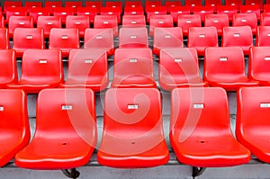 Red seats at the stadium