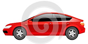 Red sedan cartoon vector illustration