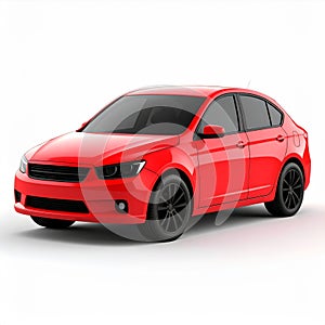 Red Sedan on White Background Studio Shot