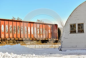Red See through Train Car with Ovals photo