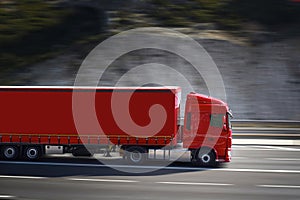 Red semi truck