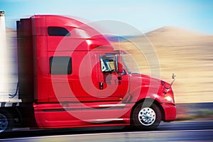 Red Semi Truck on the Road